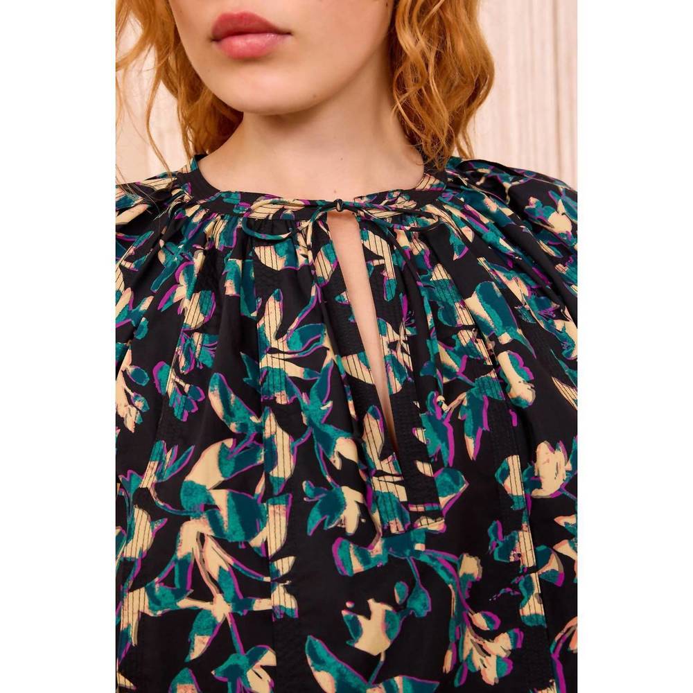 NEW ULLA JOHNSON loli short sleeve blouse in kaleidoscope - Picture 4 of 6